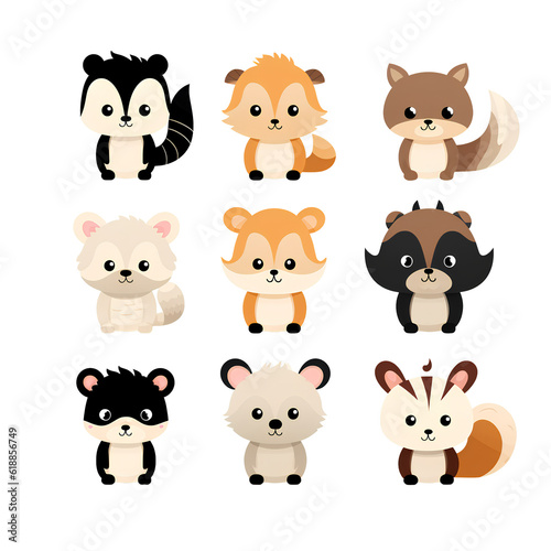 set of animals Cute AI generative