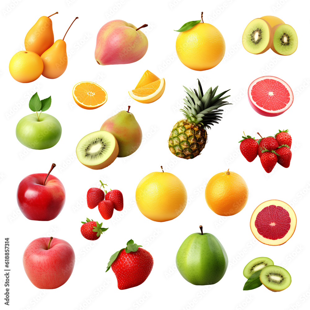 set of fruits AI generative set of fruits AI generative