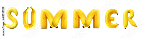 Banana styled "Summer" text for vacation banner