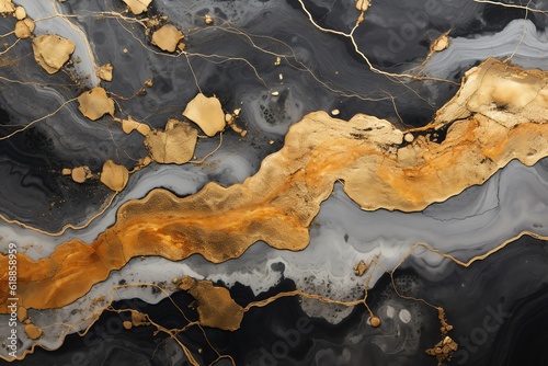 Black marble background with white and golden accents © 7e3design