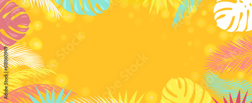 Summer Poster With Bright Palm Leaves