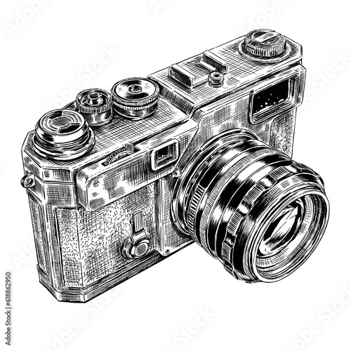 classic camera lineart drawing photo