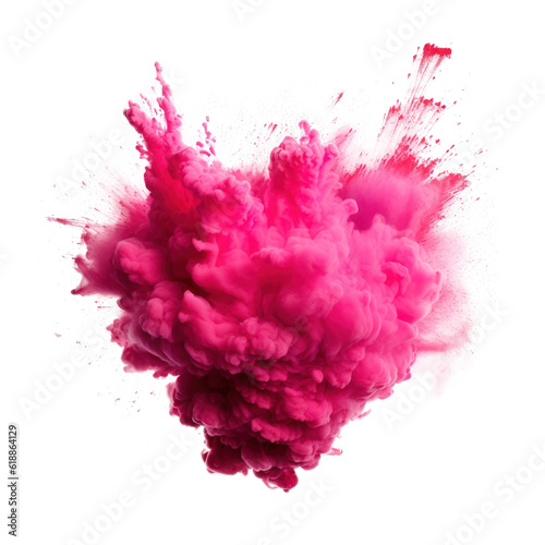 Pink holi paint color powder Illustration AI Generative.