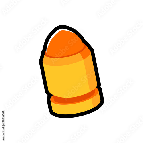 Isolated flat 3d bullet icon for game, interface, sticker, app. The sign in a cartoon style for match 3, arcade, rpg. The sprite for craft element in hyper casual mobile game