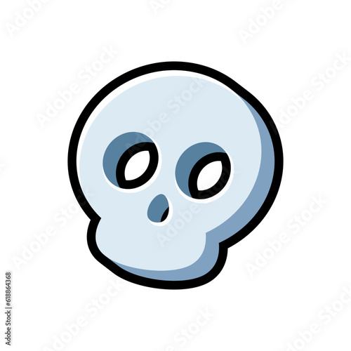 Isolated flat 3d skull icon for game, interface, sticker, app. The sign in a cartoon style for match 3, arcade, rpg. The sprite for craft element in hyper casual mobile game