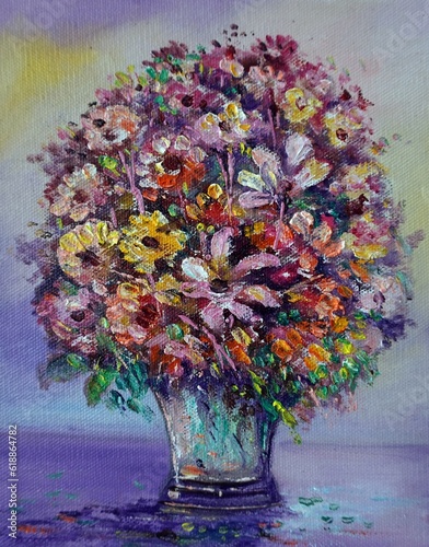Art painting Fine art Oil color  Flower  in vase