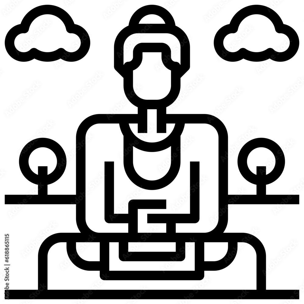 GREAT BUDDHA OF KAMAKURA line icon,linear,outline,graphic,illustration GREAT BUDDHA OF KAMAKURA line icon,linear,outline,graphic,illustration