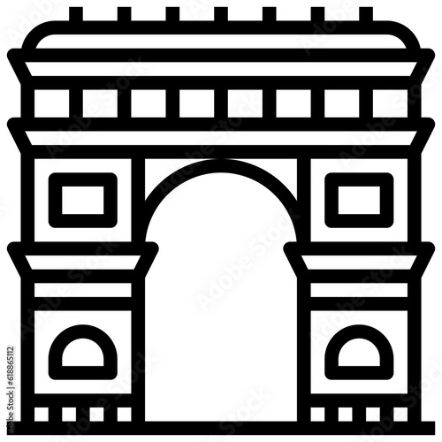 ARC DE TRIOMPHE line icon,linear,outline,graphic,illustration