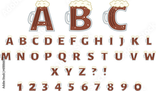 Beer Stein Mug Alphabet Letter and Number Clipart Set - Dark
