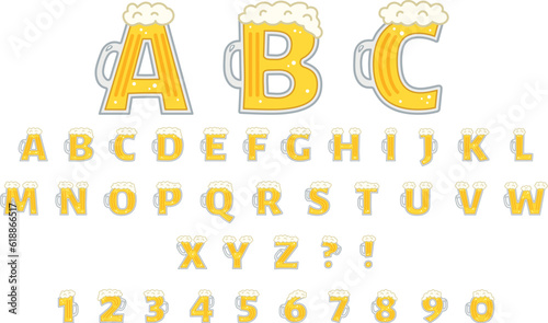 Beer Stein Mug Alphabet Letter and Number Clipart Set - Light