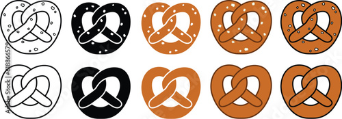 Pretzel Clipart Set - Outline, Silhouette and Color	
