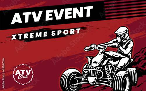 banner with ATV sport illustration vector graphics premium