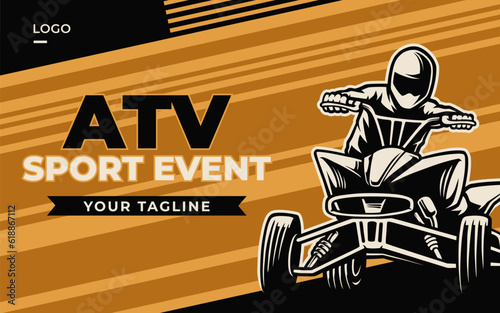 ATV sport banner illustration vector premium