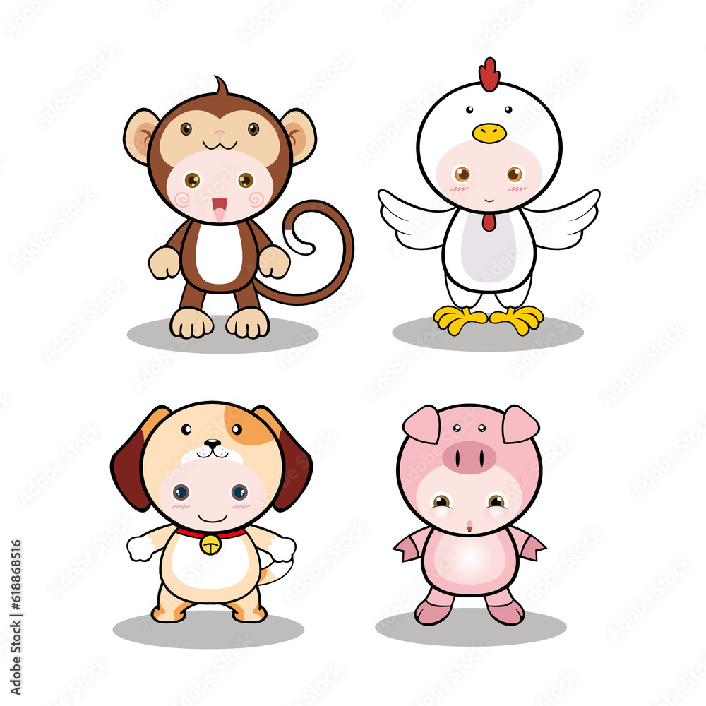 vector design a cute zodiac cartoon style to be easy to remember. vector design a cute zodiac cartoon style to be easy to remember.