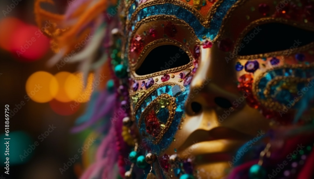 Ornate masquerade mask adds mystery to party generated by AI