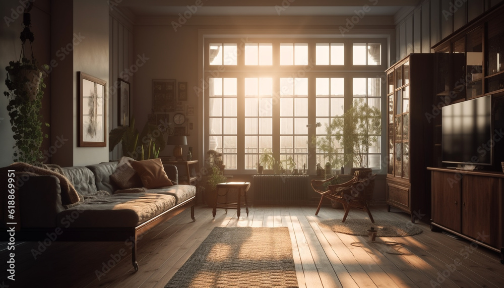 Comfortable elegance in modern loft apartment design generated by AI