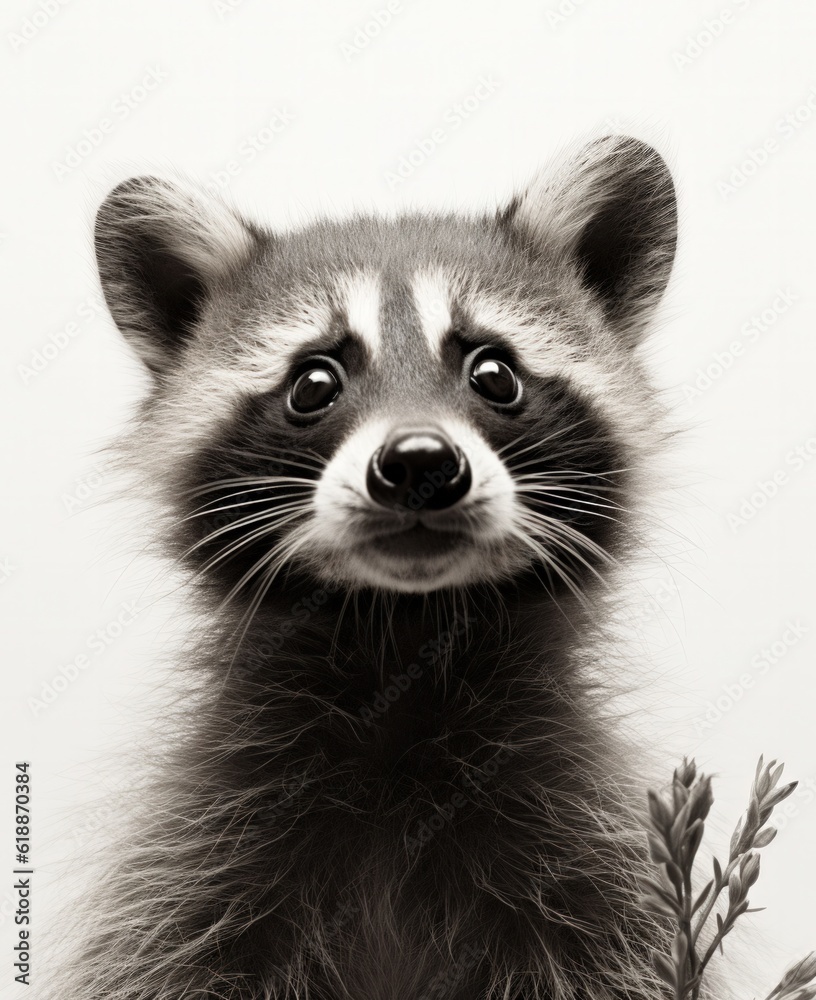 Portrait of Raccoon isolated. Illustration AI Generative. Portrait of Raccoon isolated. Illustration AI Generative.