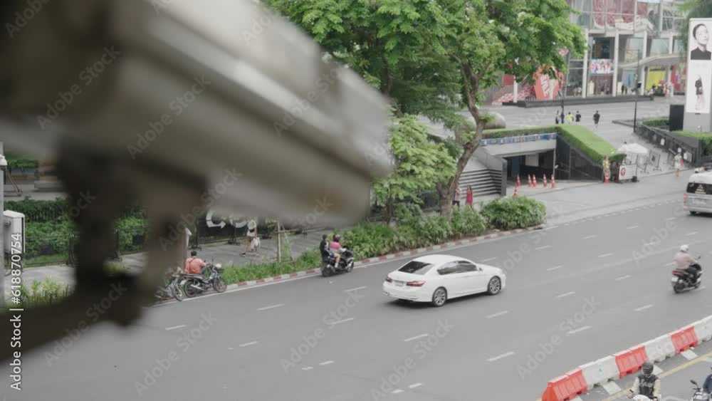 Closed circuit camera above the street in downtown Bangkok, Thailand 3 Closed circuit camera above the street in downtown Bangkok, Thailand 3