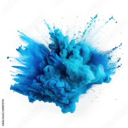 Blue holi paint color powder Illustration AI Generative.