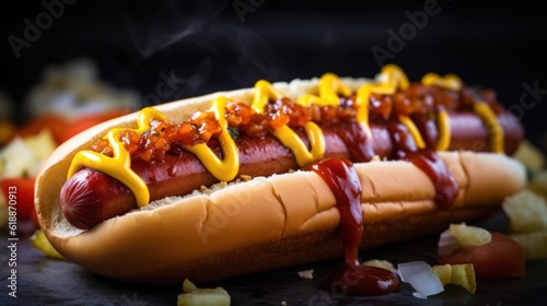 Hot dog Illustration AI Generative