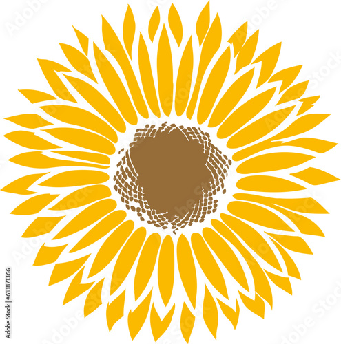 Vector icon logo with a depiction of a mature sunflower bloom