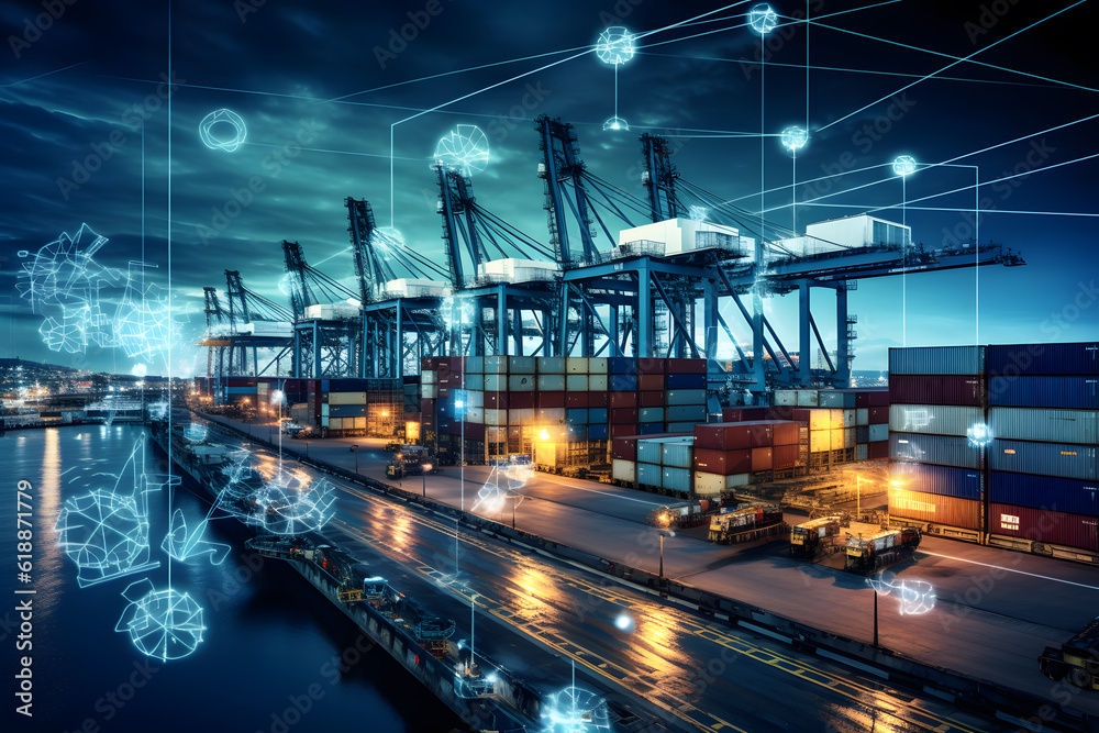 Fototapeta premium Smart harbour with connected infrastructure