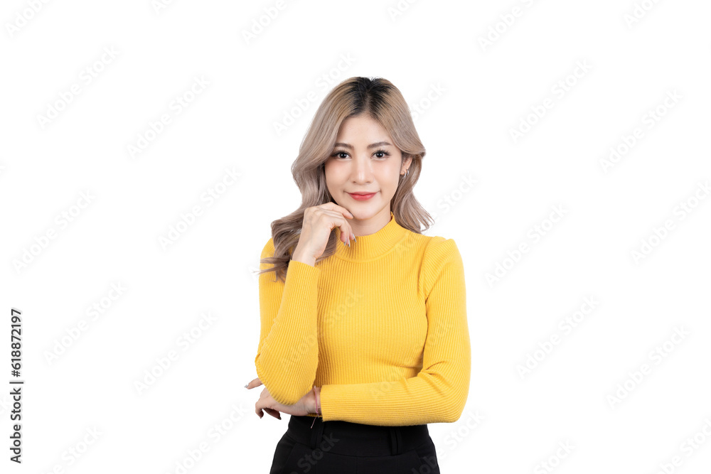 Asian happy portrait beautiful cute young woman standing her smile confidence with crossed arms isolated. Asian happy portrait beautiful cute young woman standing her smile confidence with crossed arms isolated.
