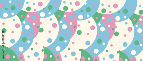 Birthday seamless pattern with abstract Trendy Shapes. Modern endless ornament with Circle Shapes. Retro Wallpaper and bed linen print with Round. Design for textile printing. Vector illustration.