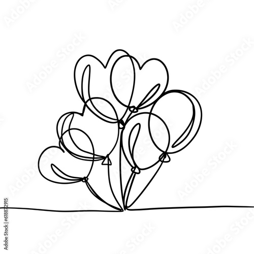 Air balloons one line drawing 