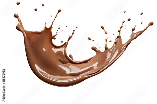 Isolated chocolate milk splash, isolated on transparent background cutout, png