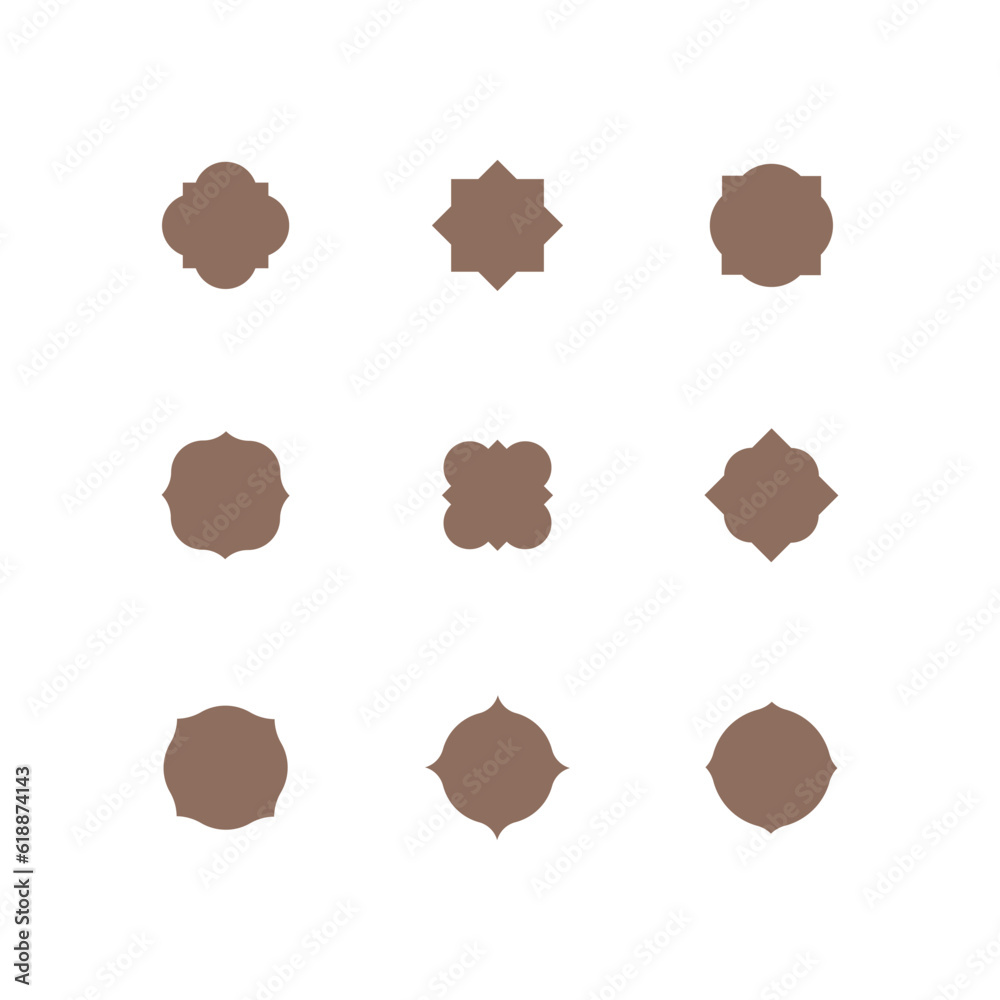 Collection of oriental style islamic label. Modern geometric shape and oriental graphic design elements. Collection of oriental style islamic label. Modern geometric shape and oriental graphic design elements.