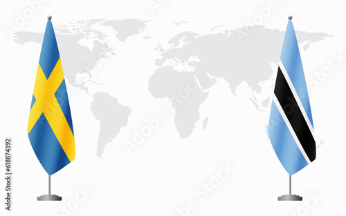 Sweden and Botswana flags for official meeting