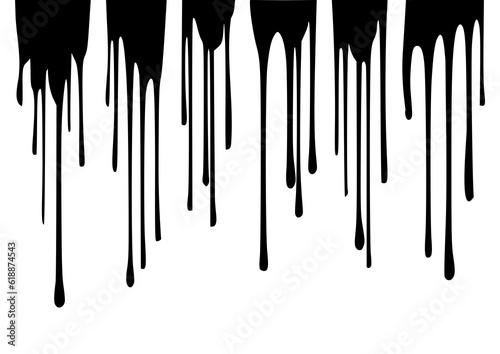 Black ink paint dripping element set transparent vector illustrations