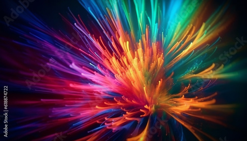 Glowing abstract backdrop, vibrant colors exploding creativity generated by AI