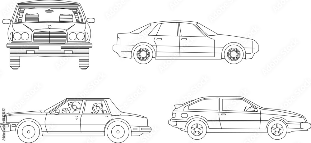 Sketch vector illustration of a detailed car vehicle transportation tool for urban driving