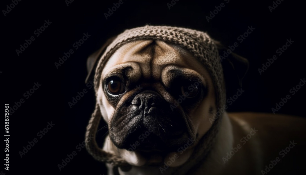 Cute French bulldog puppy looking sad indoors generated by AI
