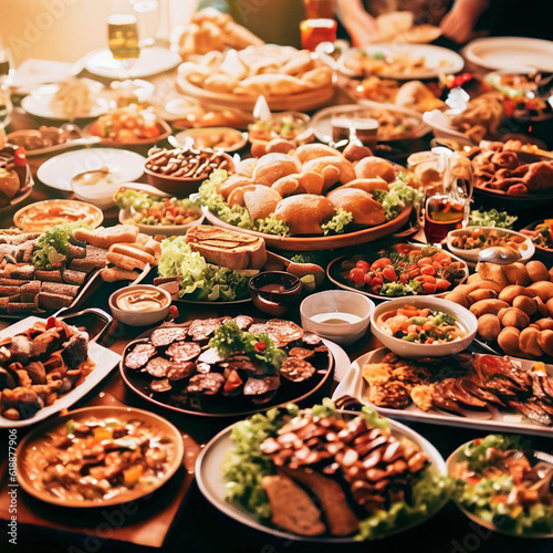 Table full of food photo