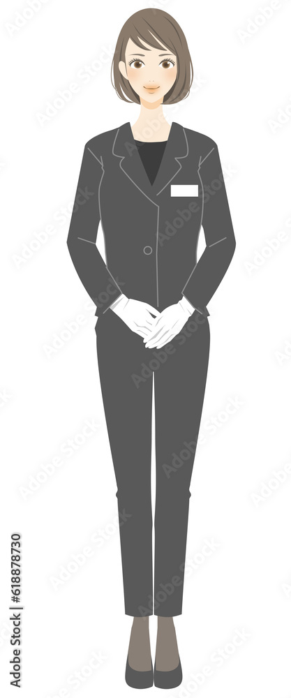 葬儀の案内をするスタッフ 全身のイラスト