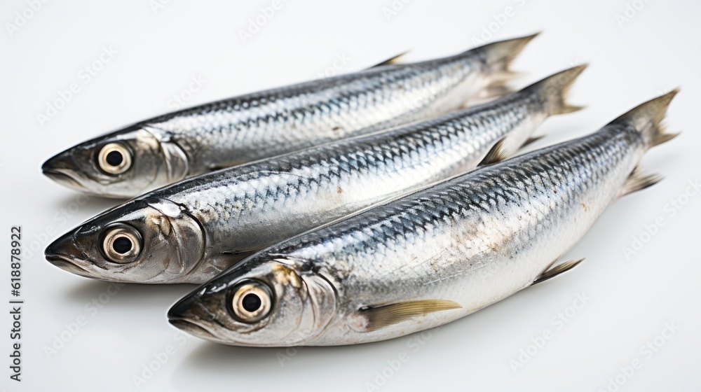 raw sardines isolated on white background