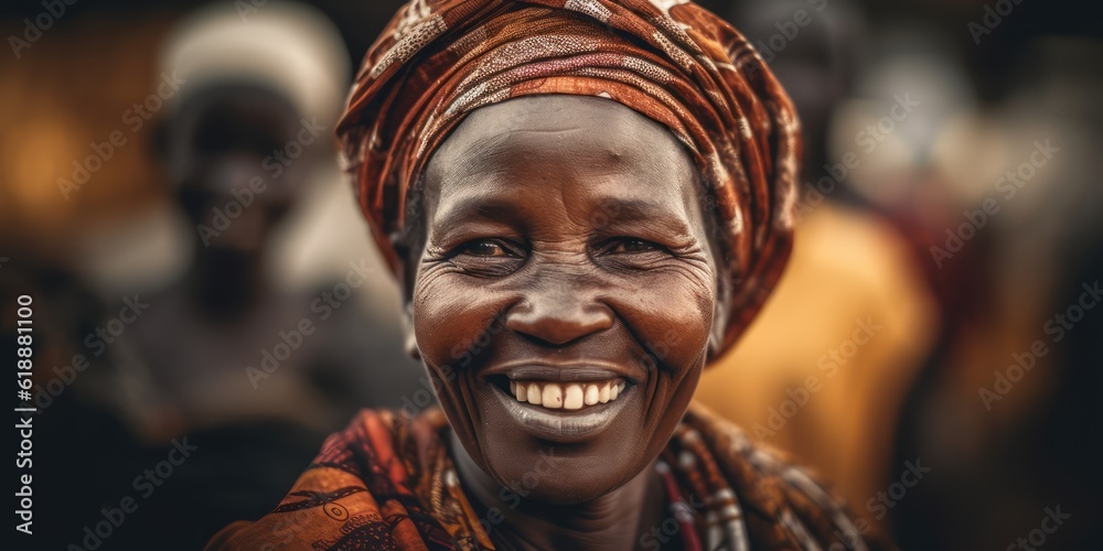 Generative AI. Happy African girls smile for a photo. 3d illustration concept, close up portrait of African woman. 