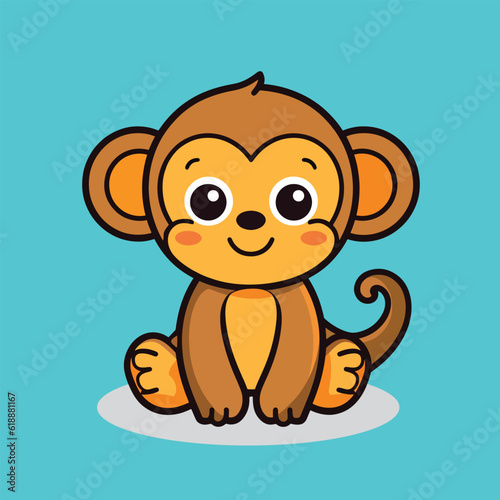 Adorable monkey with a brown face sitting on a background.