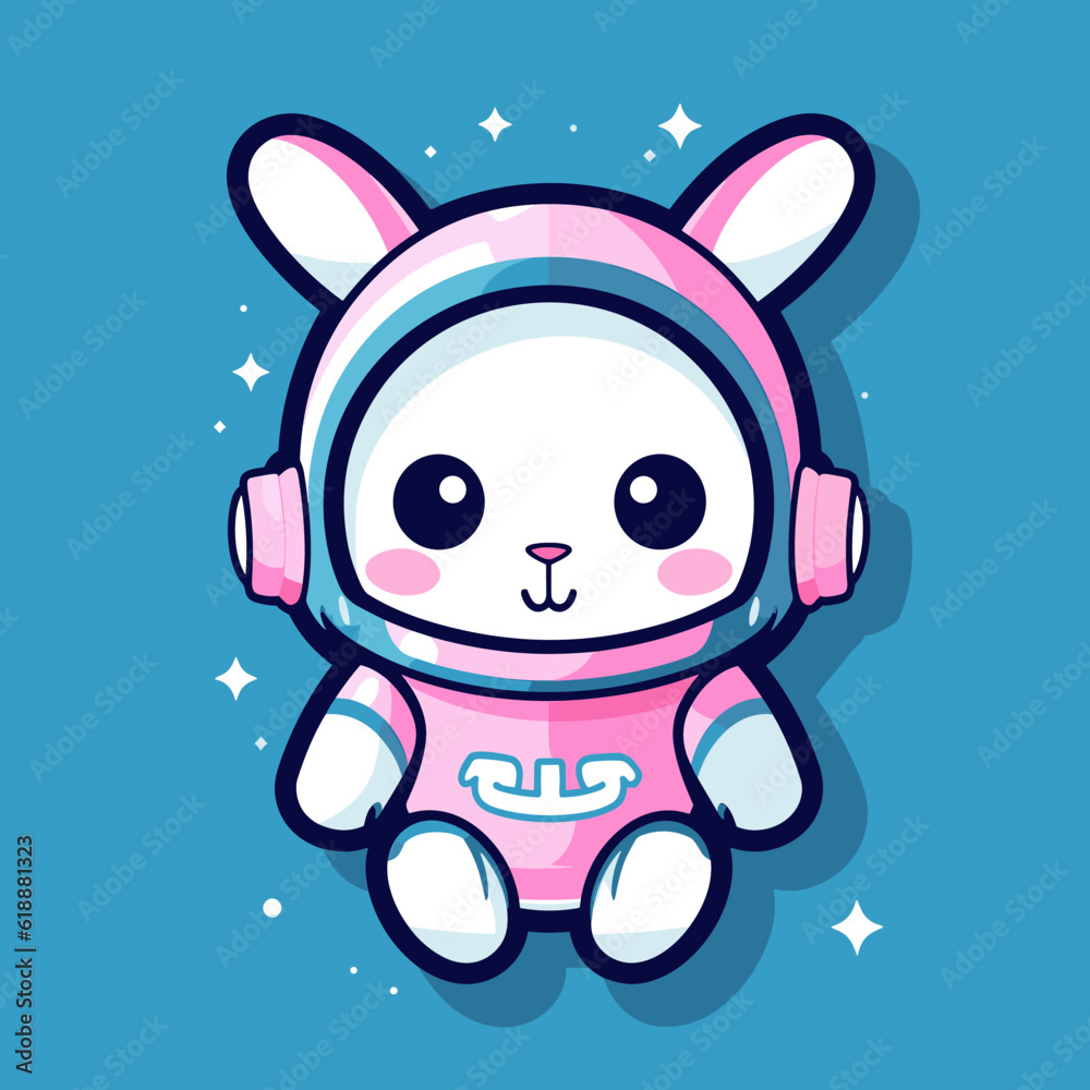 rabbit logo, cute rabbit logo, astronout rabbit logo