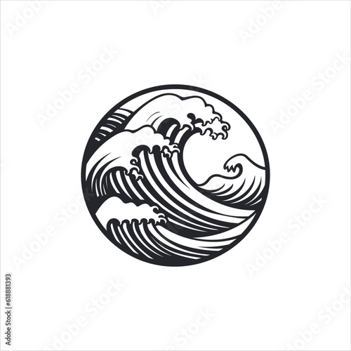 Japan logo design for japanese concept vector illustration. wave logo