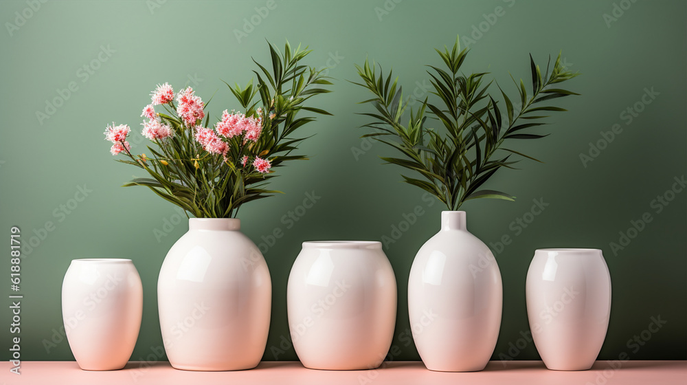 white vase with floral plant decoration. white vase with floral plant decoration.