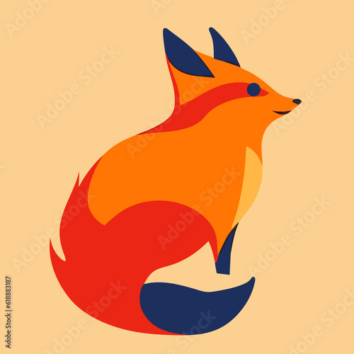 autumn fox vector in minimal style