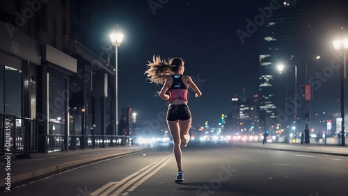 woman running in the city
