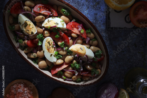 A bowl with Piyaz salad - traditional dish of Turkey photo