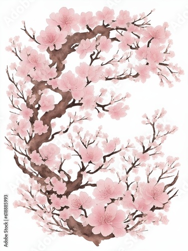 A intricate baroque sakura blossom, portrait made with Generative AI.