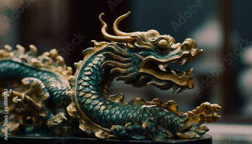 Ancient dragon sculpture symbolizes Chinese culture spirituality generated by AI