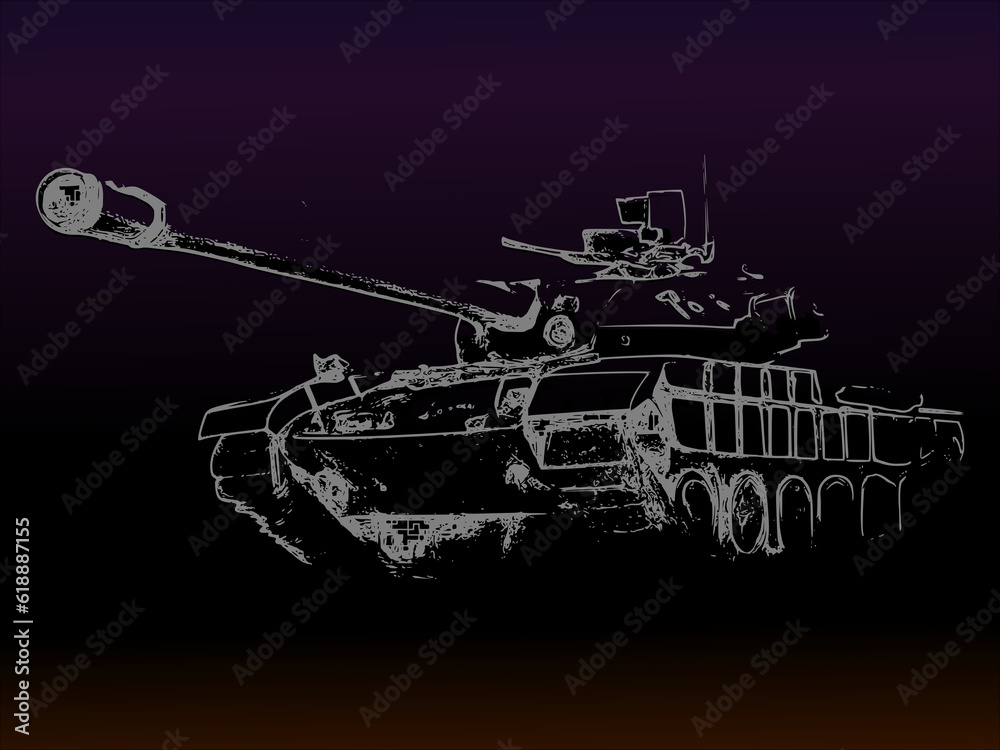 The illustrations and clipart. A silhouette of a battle tank for war The illustrations and clipart. A silhouette of a battle tank for war